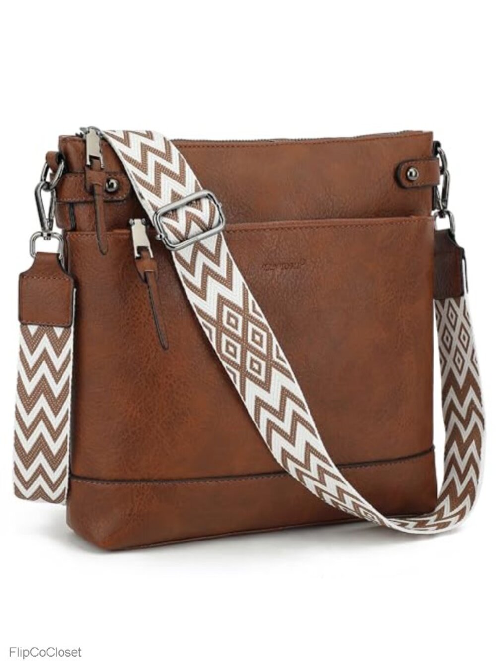 Vegan Leather Hobo Crossbody Bag with Guitar Strap Adjustable Travel Purse